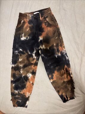 High-Rise Tie-Dye Women’s Jeans in Black & Brown